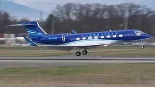 [FullHD] Azerbaijan Government Gulfstream G650 landing & takeoff at Geneva/GVA/LSGG