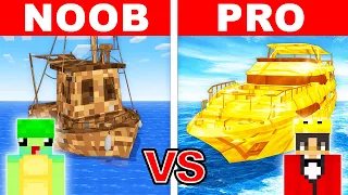 NOOB vs PRO: YACHT House Build Challenge in Minecraft