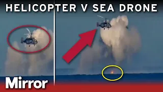 Ukraine sea drone comes up against Russian helicopter