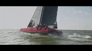 G4 foiling catamaran winter testing automated foil control system carbon by DNA Performance Sailing