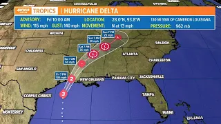 Friday 10 AM Update: Delta still a major hurricane as it approaches Louisiana coast