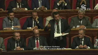 Crisi di governo, l'intervento di Matteo Salvini in Senato: integrale