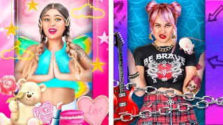 Chica buena vs chica mala ¡INTERCAMBIO DE CUERPO por 24 Horas! - Reto de 24 horas por la escuela