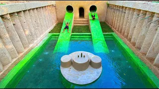 195Days Building Summer Holiday Water Slide Park into Underground Swimming Pool House