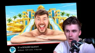 Ludwig Reacts to MrBeast: $1 vs $250,000 Vacation!