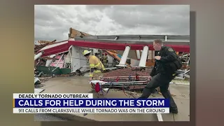 911 calls from Clarksville while tornado moved through the area