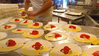 Italy Street Food. Chef Prepares and Fries 'Panzerotti' Super Fast. Great Skills