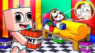 TROLLEO a POMNI en THE AMAZING DIGITAL CIRCUS 😂😂 BEBE NOOB Trollea a POMNI en Minecraft