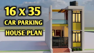 Car Parking Small House Elevation,16x35 Makan Ka Naksha