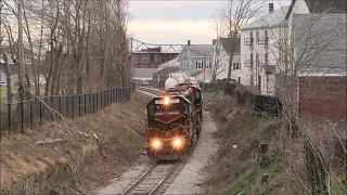 South Coast Rail: MC 2010 with freight train on Fall River Line - 4/2024