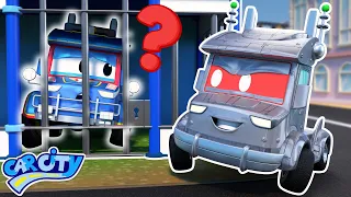 Super Police Truck in jail because of his Evil Robot Twin!