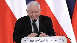 Jarosław Kaczyński próbuje powiedzieć słowo "sztokholmski"