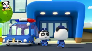 Nursery Rhymes | Brave Policeman Patrols the Street | Baby Panda Police Office | BabyBus