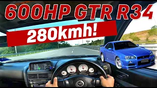 600HP Skyline GTR R34 POV Review - 280kmh on Lekas Highway!