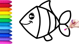 Beautiful Small Fish Drawing,Painting and Coloring for Kids & Toddlers|How to Draw Small Fish