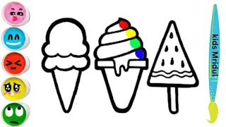 How To Draw A Cute Ice Cream Cone || Easy drawing for children's very very easy Watermelon Ice cream
