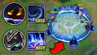 WE RAN THE CAGE OF DEATH COMP BOT LANE! (STUCK IN THE NASUS E) - League of Legends