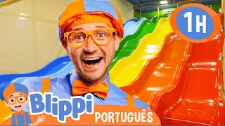 Blippi Visita o Escorrega Arco-Íris! | 1 HORA DO BLIPPI! | Vídeos Educativos em Português