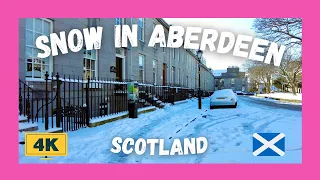 Snow in Aberdeen | Walking tour | Scotland | ASMR | 4K | ❄️  ☃️