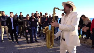 Believer Imagine Dragons STREET SAX PERFORMANCE. Daniele Vitale Sax. Парень играет на саксофоне