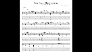 Johann Sebastian Bach: Jesu, Joy of Man's Desiring tablature/sheet music for solo fingerstyle guitar