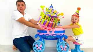 Nastya and dad - a series about the birthday.