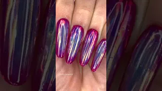 "Broken Glass" Nail Design using Aurora Foil and Holographic Chrome💅