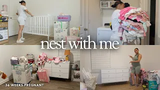 Nest With Me | 36 Weeks Pregnant! Nursery Tour + Building Crib & Dresser + Baby Laundry