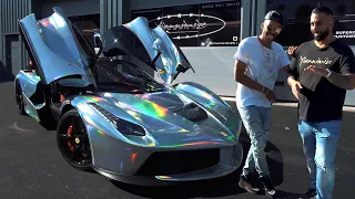 FA Cup Winner Aubameyang Collects His LaFerrari before Driving in Central London