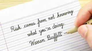 Motivation Quotes by Warren Buffett in Cursive Handwriting | Cursive Writing Practice | i Write