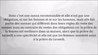 LE CARACTÈRE SPÉCIAL DE LA PRIÈRE DU TARAWIH POUR LES FEMMES