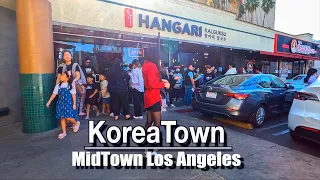 KoreaTown, Los Angeles CA ,Walking Tour |4k 60fps UHD| Natural City Sounds