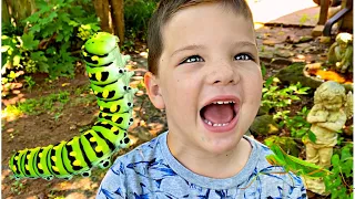 BUG HUNT AT GRANDMAS HOUSE! Catching Bugs with Caleb & Mommy Backyard Adventure!
