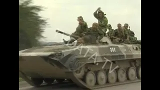 Georgia 2008 near Gori. Conflict Escalates - Russian forces control South Ossetia tvdata footage