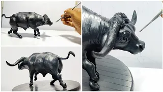 Realistic Buffalo Clay Sculpture making from clay, clay animals, clay modelling clay, Clay Crafts