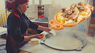 How a Woman Cooks BESHPARMAK in a village of Uzbekistan! Cooking a traditional Kazakh Food