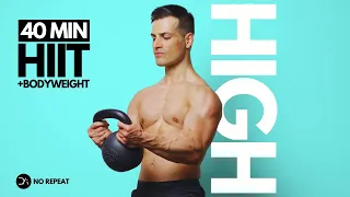 40 Min Kettlebell Workout | Intense Full Body | No Repeat