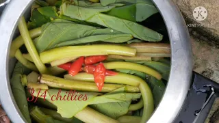 Henru pen hen-up// Taro leaves with fermented bamboo shoot 👩‍🍳👩‍🍳