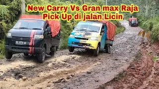 Gran Max Vs Carry New Raja Pick Up on a Slippery Incline