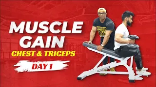 Muscle gain workout plan | Day 01 - Chest Workout & Triceps workout | Yatinder Singh