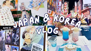 japan & korea vlog | cafe hopping, anime & bl haul, stationery shopping