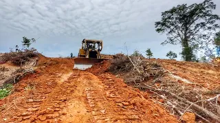 Excellent Job Operator Bulldozer CAT D6R XL Repairing and Widening Roads on Mountains