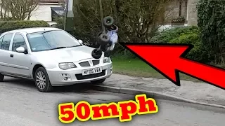 50mph X-Maxx Crashes into car - oops!