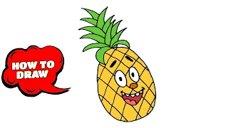 How to draw a Cartoon Pineapple step by step