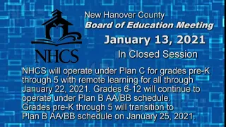 Board of Education Special Meeting- Jan. 13, 2021