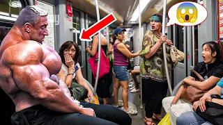 When real life gaint Markus Ruhl goes out in public | Bodybuilder Reaction in Metro | Gym Devoted