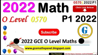 2022 GCE O Level Maths P1   GCE Panel