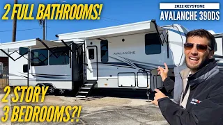 2 Story, 3 Bedroom RV?! 2022 Keystone Avalanche 390DS with NEW UPDATES!