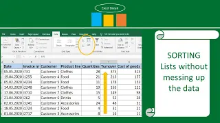 Sorting Lists without messing up the data in Excel