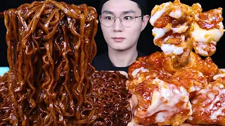 짜왕 슈프림 양념치킨 치킨 먹방ASMR MUKBANG BLACK BEAN NOODLES & FRIED CHICKEN チキン チャジャンラーメン eating sounds